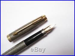 Parker 75 Ciselé (Crosshatch Grid) Sterling Silver Fountain Pen (Mint with box)