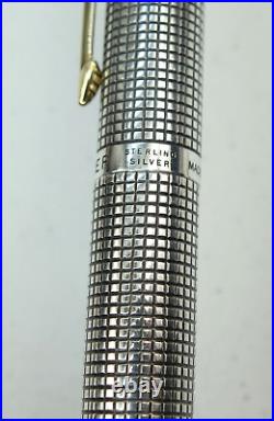 Parker 75 Cisele Crosshatch Sterling Silver Fountain & Ballpoint Pen Set 14K nib