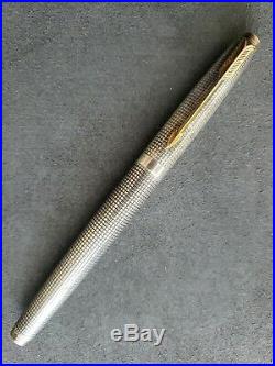 Parker 75 Cisele Fountain Pen, Sterling Silver, 14K Gold M Nib, 0 stamped ring