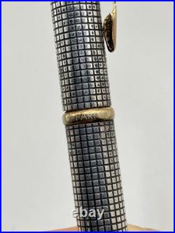 Parker 75 Cisele Sterling Silver Ballpoint Pen Gold Trim USA Vintage 1994