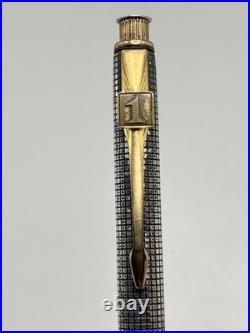 Parker 75 Cisele Sterling Silver Ballpoint Pen Gold Trim USA Vintage 1994