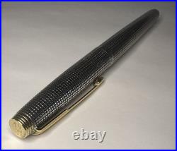 Parker 75 Cisele Sterling Silver Fountain Pen 14K Nib #66 Made in USA FLAT TOP