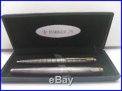 Parker 75 Cisele Sterling Silver Fountain Pen and Ballpoint Set in original box