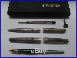Parker 75 Cisele Sterling Silver Fountain Pen and Ballpoint Set in original box