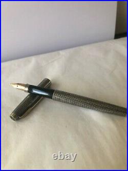 Parker 75 Cisele Sterling Silver Fountain Pen with 14k Gold Medium Nib USA