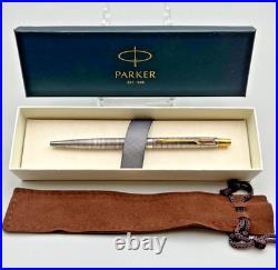 Parker 75 Cisele Sterling Silver Gold Trim Click Ballpoint Pen? New Ink, Box