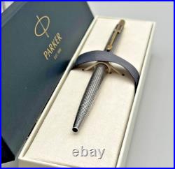 Parker 75 Cisele Sterling Silver Gold Trim Click Ballpoint Pen? New Ink, Box
