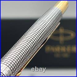 Parker 75 Cisele Sterling Silver Gold Trim Click Ballpoint Pen? New Ink, Box
