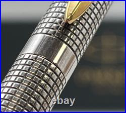 Parker 75 Cisele Sterling Silver Gold Trim Click Ballpoint Pen? New Ink, Box