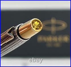 Parker 75 Cisele Sterling Silver Gold Trim Click Ballpoint Pen? New Ink, Box