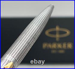 Parker 75 Cisele Sterling Silver Gold Trim Click Ballpoint Pen? New Ink, Box