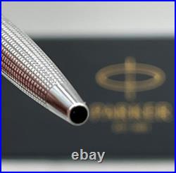 Parker 75 Cisele Sterling Silver Gold Trim Click Ballpoint Pen? New Ink, Box