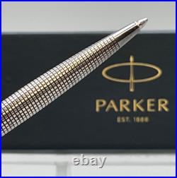 Parker 75 Cisele Sterling Silver Gold Trim Click Ballpoint Pen? New Ink, Box