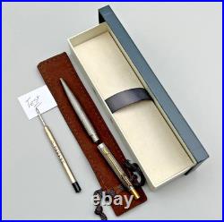 Parker 75 Cisele Sterling Silver Gold Trim Click Ballpoint Pen? New Ink, Box