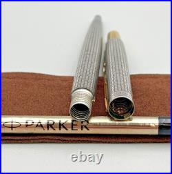Parker 75 Cisele Sterling Silver Gold Trim Click Ballpoint Pen? New Ink, Box