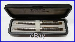 Parker 75 Classic Sterling Silver Cisele Ballpoint Pen and Pencil Boxed Set USA