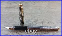 Parker 75 Crosshatch Sterling Silver Fountain Pen With 14k Gold'71' Nib