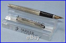 Parker 75 Fougère Sterling Silver Fountain Pen, 18k Solid Gold XF Nib