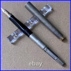 Parker 75 Fountain Pen Sterling Silver Barrel 14K Gold Nib F Size Made in USA