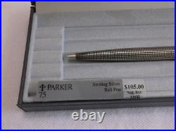 Parker 75 Sterling Silver Cap Actuated Ballpoint Pen / New In Box / France