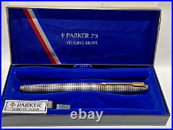 Parker 75 Sterling Silver Cicele Fountain Pen in Box 1960s