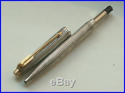 Parker 75 Sterling Silver Cisele Ballpoint Pen + Faux Leather Case. V. G. Cond