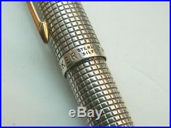 Parker 75 Sterling Silver Cisele Ballpoint Pen + Faux Leather Case. V. G. Cond
