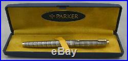 Parker 75 Sterling Silver Cisele Fountain Pen In Box c. 1972 14kt M Nib USA