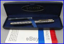 Parker 75 Sterling Silver Cisele Fountain Pen in Box 1970's 14kt M Nib USA