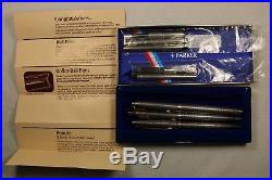 Parker 75 Sterling Silver Cisele Fountain Pen with Two More Cap & Barrel Sets