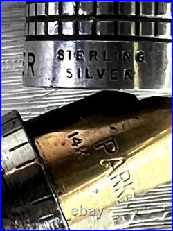 Parker 75 Sterling Silver Dish Top Fountain pen 14k Fine Gold Nib Made In USA