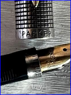Parker 75 Sterling Silver Dish Top Fountain pen 14k Fine Gold Nib Made In USA