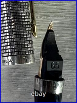 Parker 75 Sterling Silver Dish Top Fountain pen 14k Fine Gold Nib Made In USA