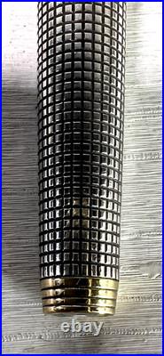 Parker 75 Sterling Silver Dish Top Fountain pen 14k Fine Gold Nib Made In USA