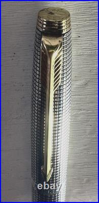 Parker 75 Sterling Silver Dish Top Fountain pen 14k Fine Gold Nib Made In USA