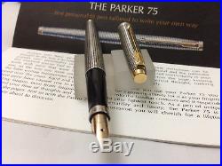 Parker 75 Sterling Silver Flat End FP 14k 65 0 Ring big convert USA NEW Not USED