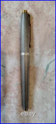 Parker 75 Sterling Silver Flat Top Fountain pen 14k Broad Gold Nib Made In USA