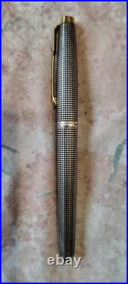 Parker 75 Sterling Silver Flat Top Fountain pen 14k Broad Gold Nib Made In USA