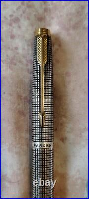 Parker 75 Sterling Silver Flat Top Fountain pen 14k Broad Gold Nib Made In USA