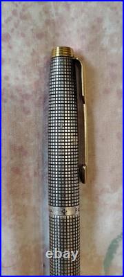 Parker 75 Sterling Silver Flat Top Fountain pen 14k Broad Gold Nib Made In USA