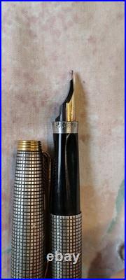 Parker 75 Sterling Silver Flat Top Fountain pen 14k Broad Gold Nib Made In USA
