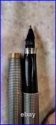 Parker 75 Sterling Silver Flat Top Fountain pen 14k Broad Gold Nib Made In USA