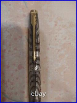 Parker 75 Sterling Silver Flat Top Fountain pen 14k Fine Gold Nib Made In USA