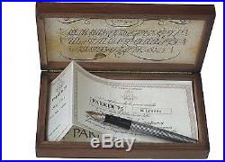 Parker 75 Sterling Silver Fountain Pen & Ballpoint Pen Set New In Wood Bo
