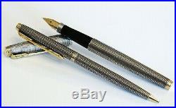 Parker 75 Sterling Silver Fountain Pen With 14k Gold Nib M & Mech Pencil -nos