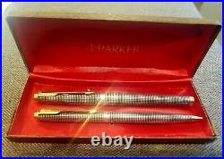 Parker 75 Vintage Sterling Silver (Cisele) Fountain Pen & Pencil Set Made in USA