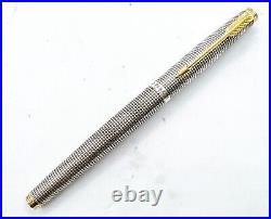 Parker 75 sterling silver 925 fountain pen solid Gold 585 14k M Nib free ship