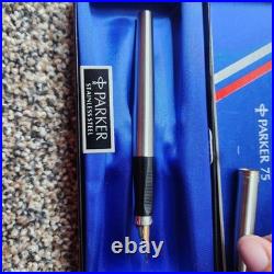 Parker 75 sterling silver fountain pen 14k With Box Vtg Extra Ink