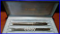 Parker 75 sterling silver vermeil fountain pen and ballpoint set. USA