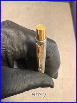 Parker 925 Sterling Silver Checkered Grid Ballpoint Pen Gold Arrow Clip Vintage